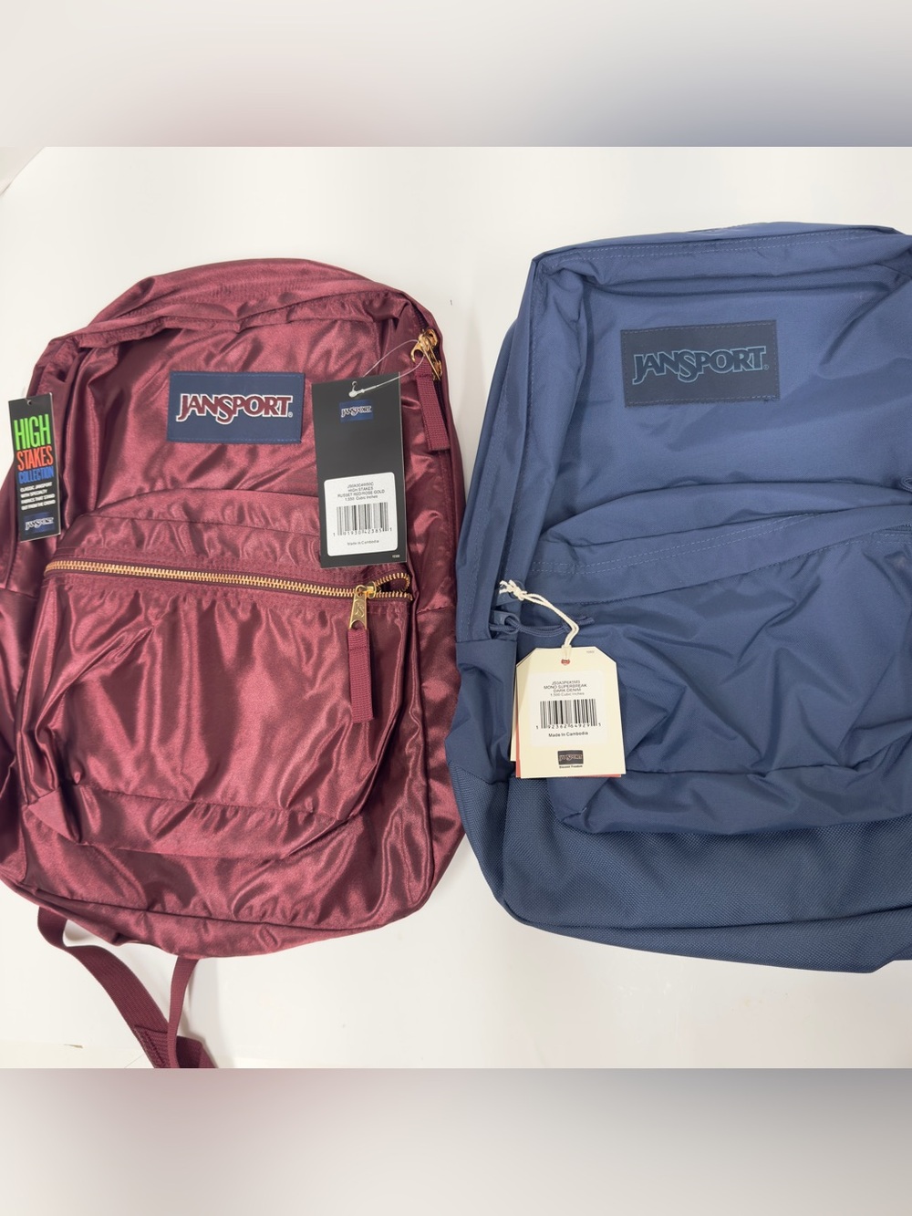 [2-pack] JanSport High Stakes Russet Red + Mono Superbreak Dark Denim - New